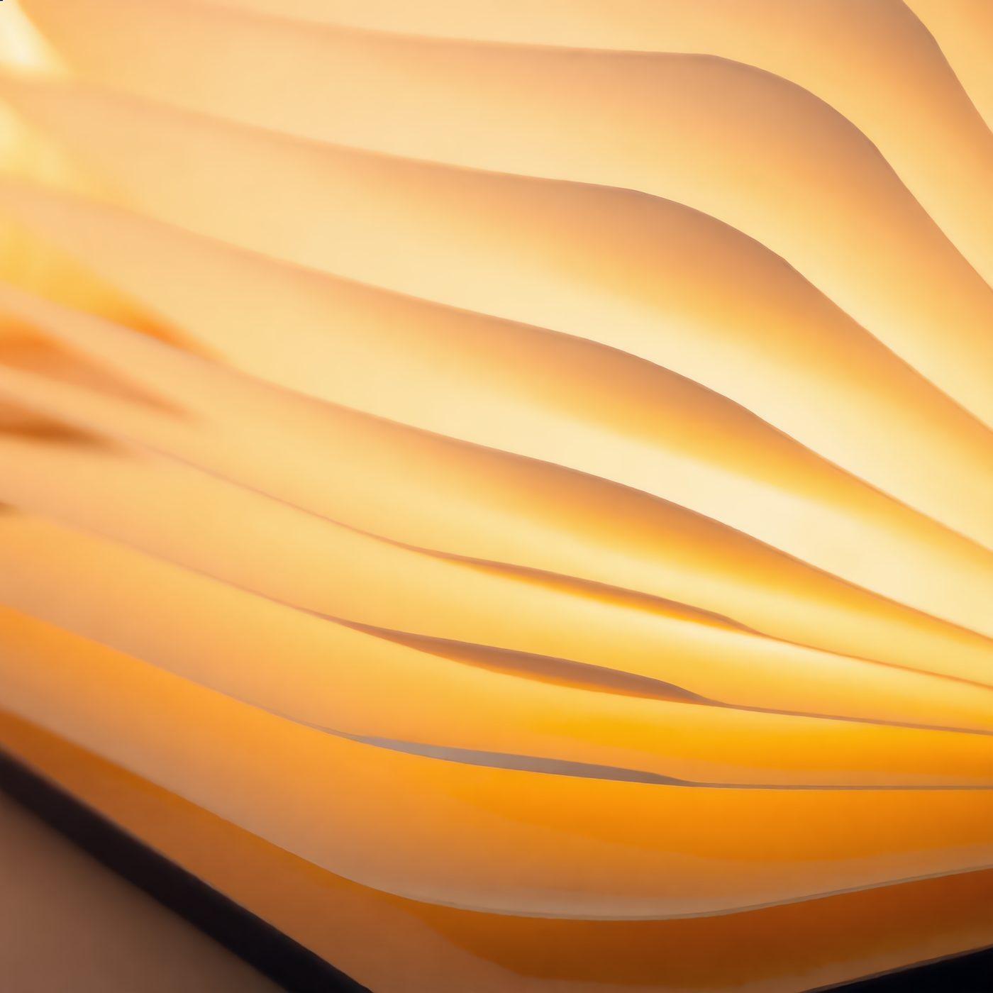 Close-up of the Folding Book Lamp's glowing pleated pages