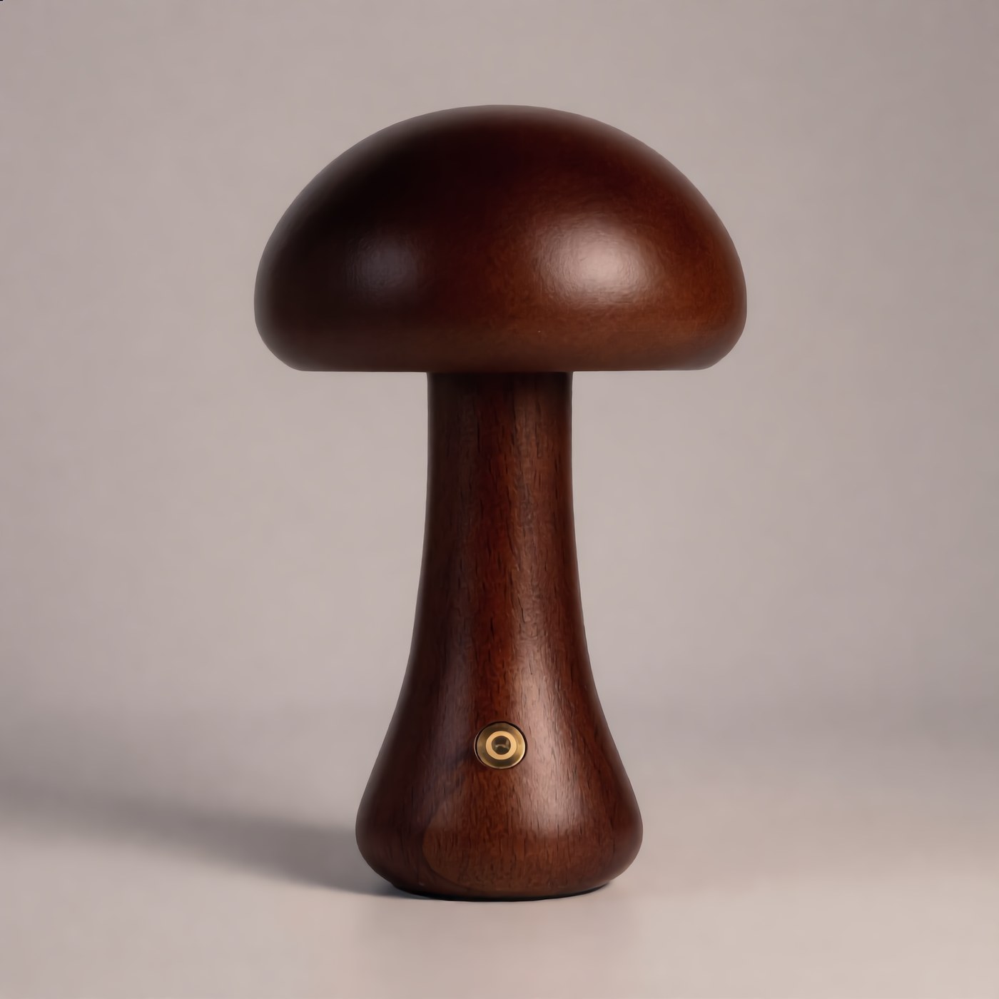 Wooden Mushroom Light in big brown finish