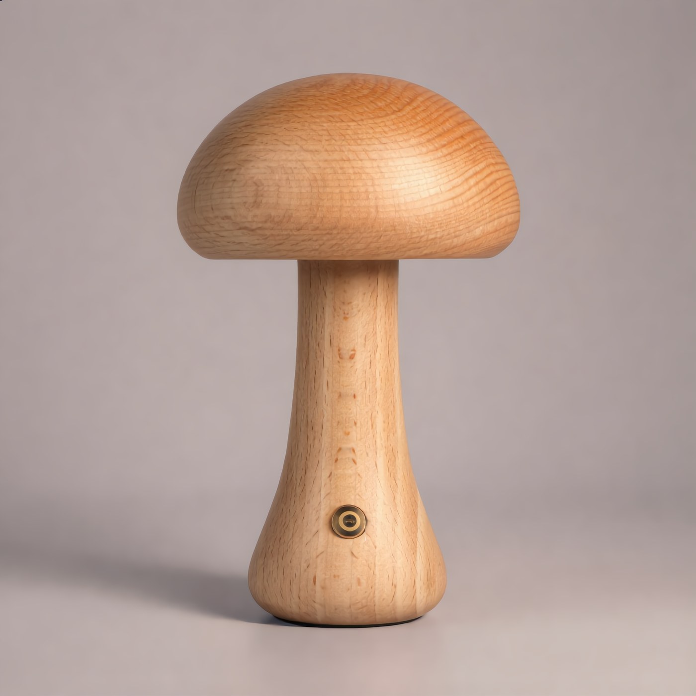 Wooden Mushroom Light in big cream finish
