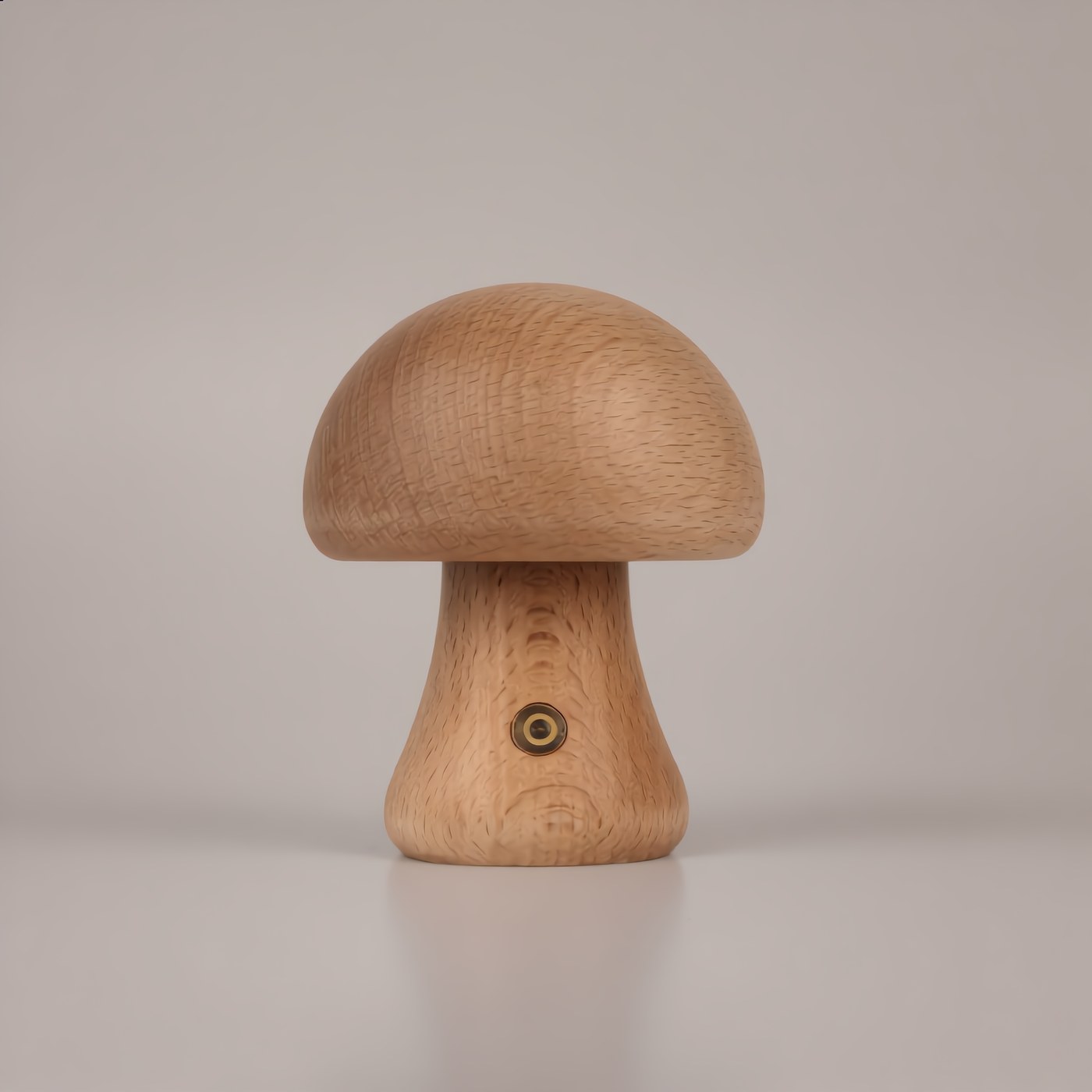 Wooden Mushroom Light in small cream finish